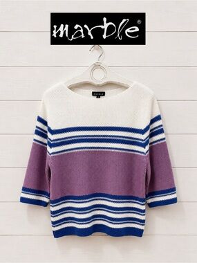 MARBLE Striped Knit Sweater – Size L